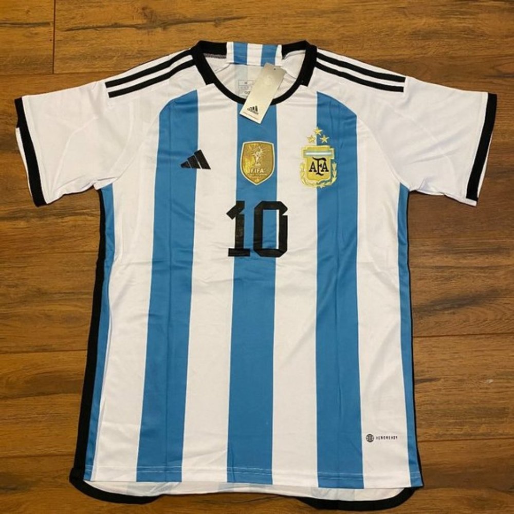 Messi 2022 World Cup Argentina Home Soccer Jersey Gem
